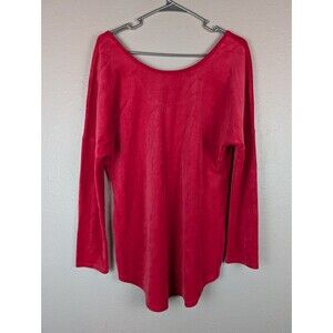 Victorias Secret Women Red Velvet Boat Neck Long Sleeve Top Sz M Athleisure 155